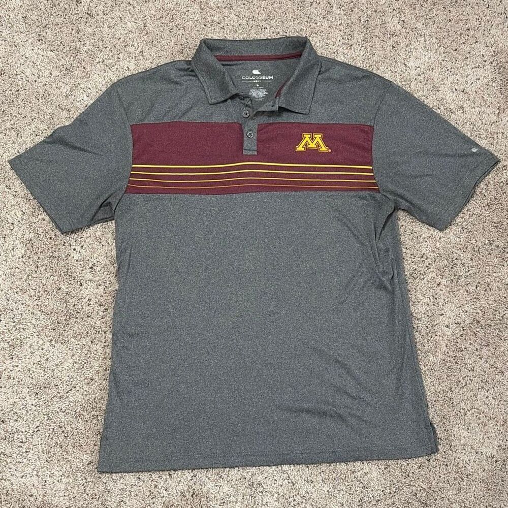 Colosseum Minnesota Golden Gophers Gray Polo Shirt Men’s Large NCAA